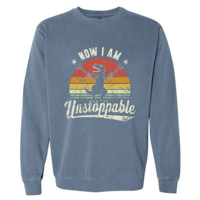 Retro Now I Am Unstoppable T Rex Funny Garment-Dyed Sweatshirt