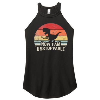 Retro Now I Am Unstoppable Funny Trex Gifts Vintage Women’s Perfect Tri Rocker Tank