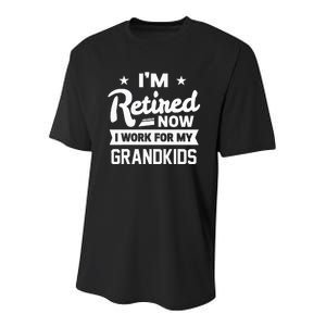 Retired Now I Work For My Grandkids Funny Retirement Grandpa Youth Performance Sprint T-Shirt