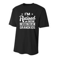 Retired Now I Work For My Grandkids Funny Retirement Grandpa Youth Performance Sprint T-Shirt