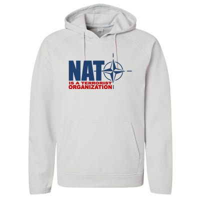 Revblacknetwork Nato Is A Terrorist Organization Performance Fleece Hoodie