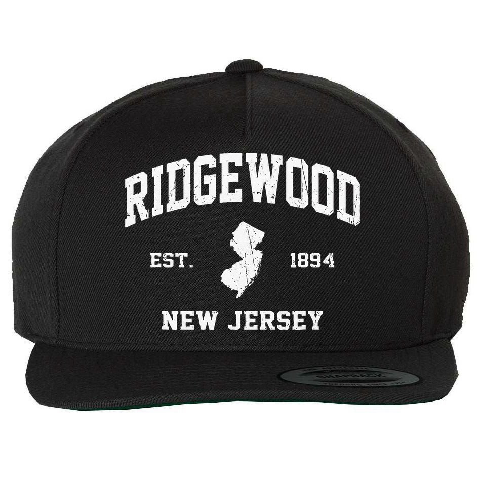Ridgewood New Jersey NJ Vintage State Athletic Style Wool Snapback Cap
