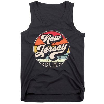 Retro New Jersey Home State Nj Cool 70s Style Sunset Tank Top