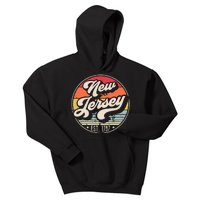 Retro New Jersey Home State Nj Cool 70s Style Sunset Kids Hoodie