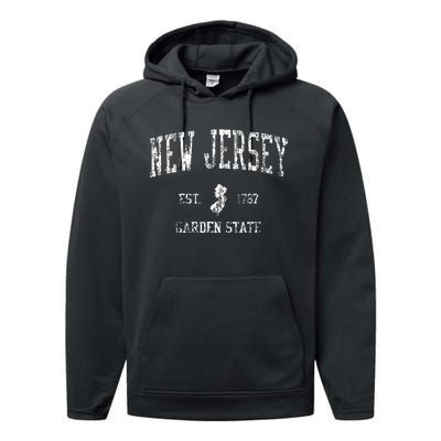 Retro New Jersey Nj Vintage Sports Performance Fleece Hoodie