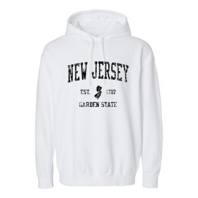 Retro New Jersey Nj Vintage Sports Garment-Dyed Fleece Hoodie