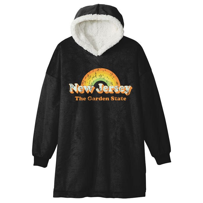 Retro New Jersey Vintage 70s Nj Rainbow Hooded Wearable Blanket