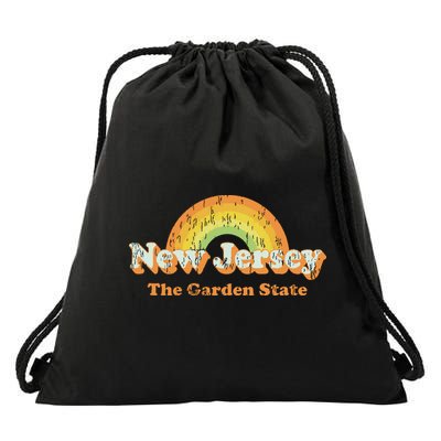 Retro New Jersey Vintage 70s Nj Rainbow Drawstring Bag