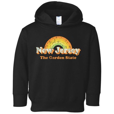 Retro New Jersey Vintage 70s Nj Rainbow Toddler Hoodie