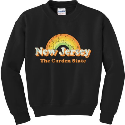 Retro New Jersey Vintage 70s Nj Rainbow Kids Sweatshirt