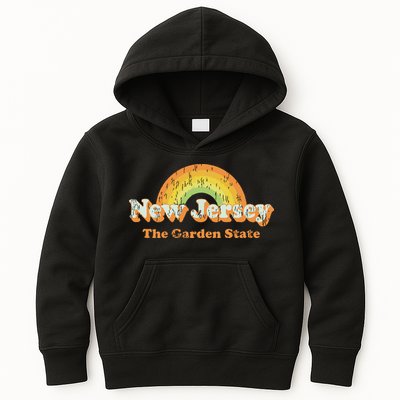 Retro New Jersey Vintage 70s Nj Rainbow Kids Hoodie