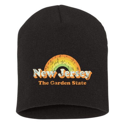 Retro New Jersey Vintage 70s Nj Rainbow Short Acrylic Beanie