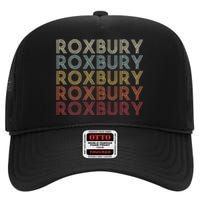 Roxbury New Jersey Roxbury Nj Retro Vintage Text High Crown Mesh Back Trucker Hat