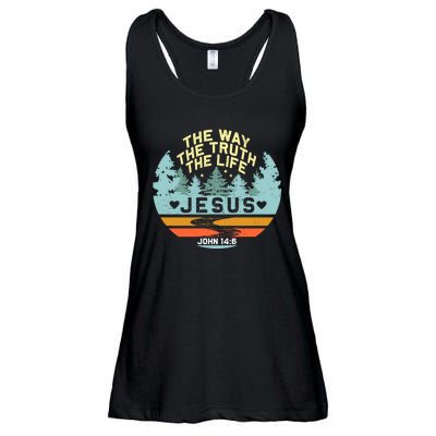 Retro Nature Jesus The Way The Truth Life Verse Religious Ladies Essential Flowy Tank