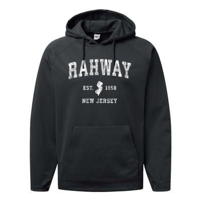 Rahway New Jersey Nj Vintage Athletic Sports Performance Fleece Hoodie