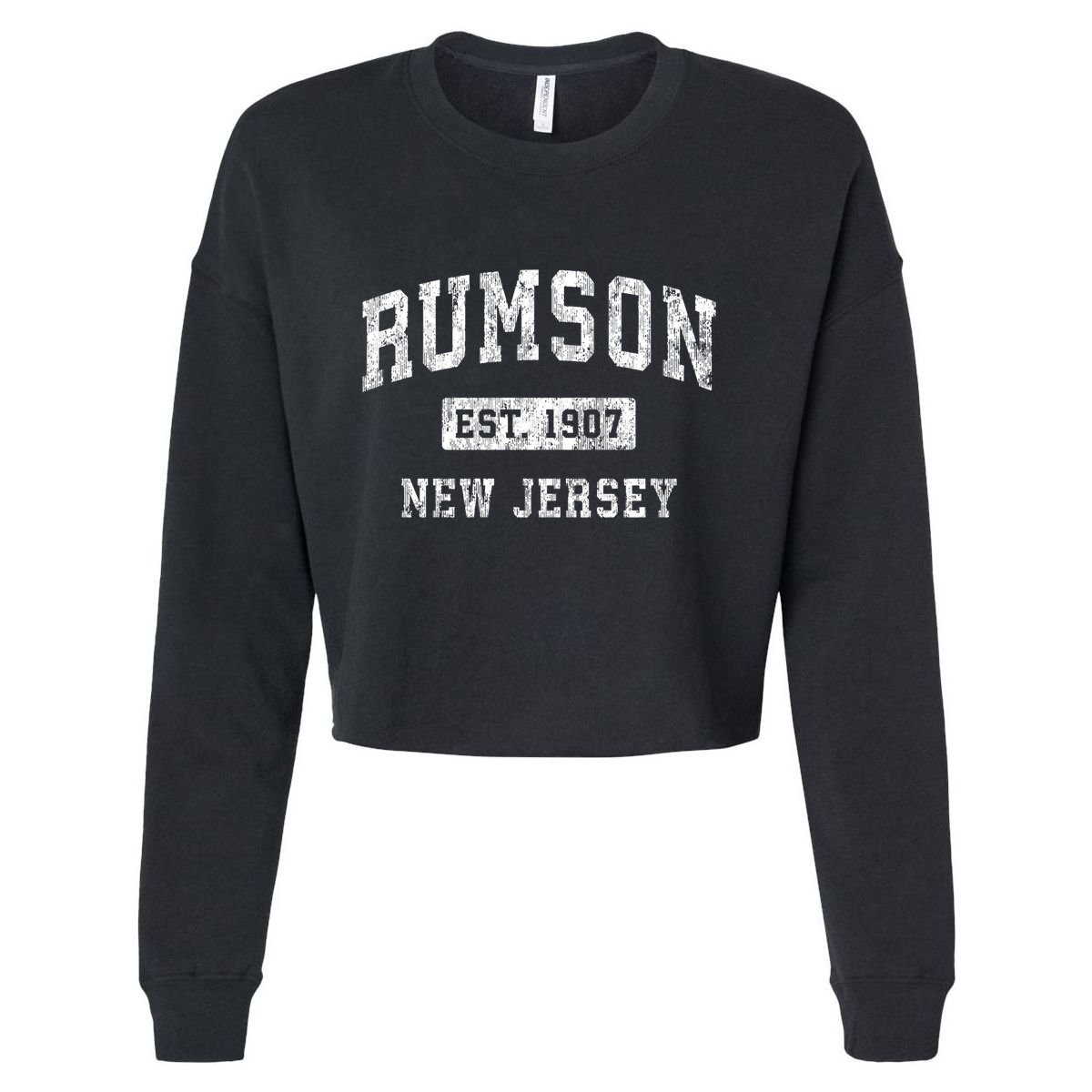 Rumson New Jersey Nj Vintage Established Sports Cropped Pullover Crew
