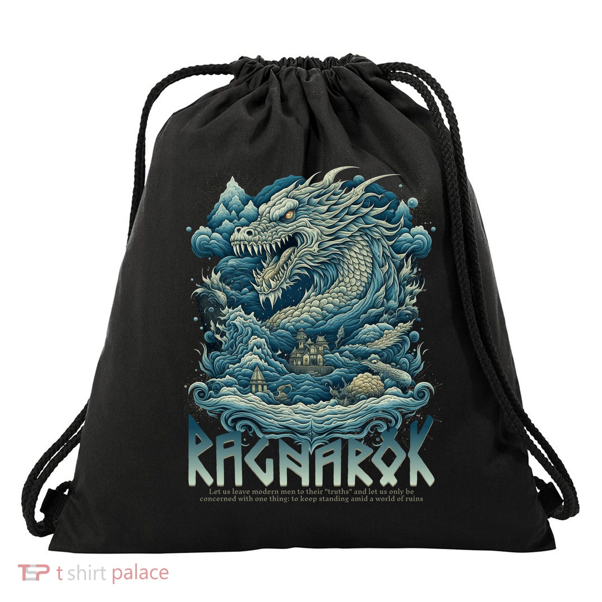 Ragnarok Norse Jörmungandr Valhalla Traditionalist Julius Evola Drawstring Bag