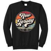 Retro New Jersey Home State Nj Cool 70s Style Sunset Sweatshirt