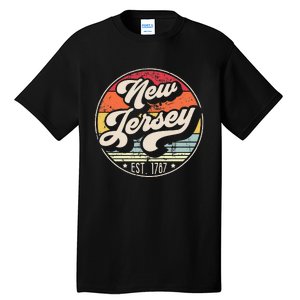 Retro New Jersey Home State Nj Cool 70s Style Sunset Tall T-Shirt