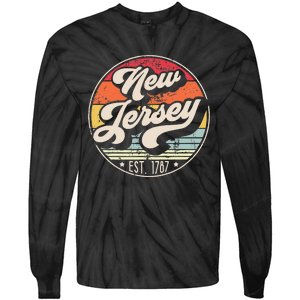 Retro New Jersey Home State Nj Cool 70s Style Sunset Tie-Dye Long Sleeve Shirt