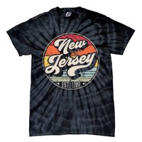 Retro New Jersey Home State Nj Cool 70s Style Sunset Tie-Dye T-Shirt