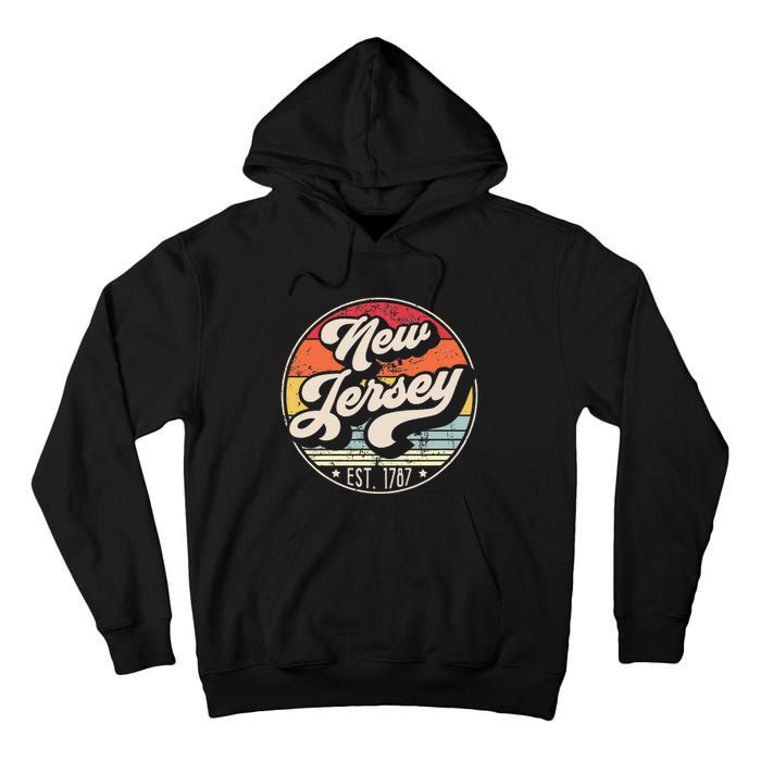 Retro New Jersey Home State Nj Cool 70s Style Sunset Tall Hoodie