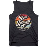 Retro New Jersey Home State Nj Cool 70s Style Sunset Tank Top