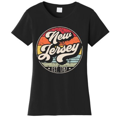 Retro New Jersey Home State Nj Cool 70s Style Sunset Women's T-Shirt