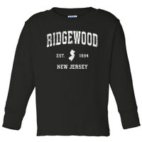 Ridgewood New Jersey Nj Vintage Sports Toddler Long Sleeve Shirt