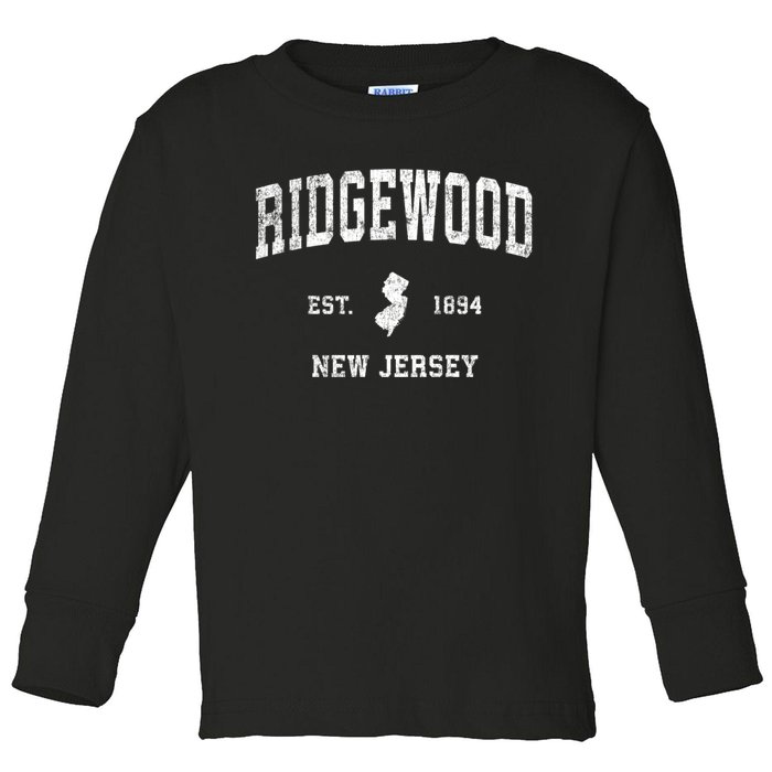 Ridgewood New Jersey Nj Vintage Sports Toddler Long Sleeve Shirt