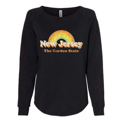 Retro New Jersey Vintage 70s Nj Rainbow Womens California Wash Sweatshirt