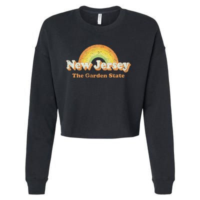 Retro New Jersey Vintage 70s Nj Rainbow Cropped Pullover Crew