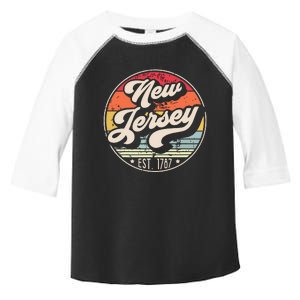 Retro New Jersey Home State Nj Cool 70s Style Sunset Toddler Fine Jersey T-Shirt