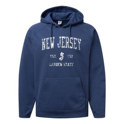 Retro New Jersey Nj T Vintage Sports Design Performance Fleece Hoodie