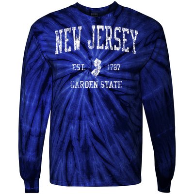 Retro New Jersey Nj T Vintage Sports Design Tie-Dye Long Sleeve Shirt