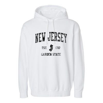 Retro New Jersey Nj T Vintage Sports Design Garment-Dyed Fleece Hoodie