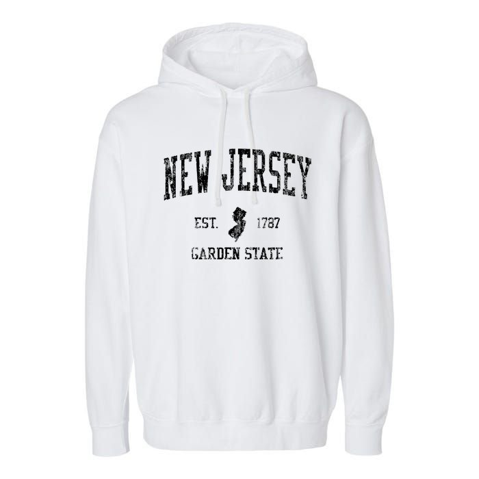 Retro New Jersey Nj T Vintage Sports Design Garment-Dyed Fleece Hoodie