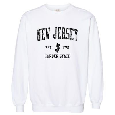 Retro New Jersey Nj T Vintage Sports Design Garment-Dyed Sweatshirt