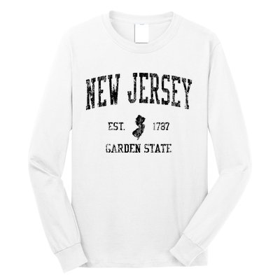 Retro New Jersey Nj T Vintage Sports Design Long Sleeve Shirt