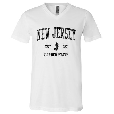 Retro New Jersey Nj T Vintage Sports Design V-Neck T-Shirt