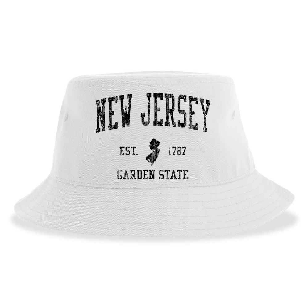 Retro New Jersey Nj T Vintage Sports Design Sustainable Bucket Hat