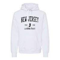 Retro New Jersey Nj T Vintage Sports Design Premium Hoodie