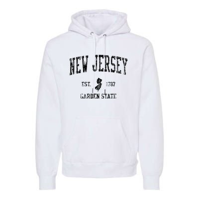 Retro New Jersey Nj T Vintage Sports Design Premium Hoodie