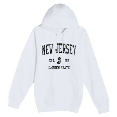 Retro New Jersey Nj T Vintage Sports Design Premium Pullover Hoodie