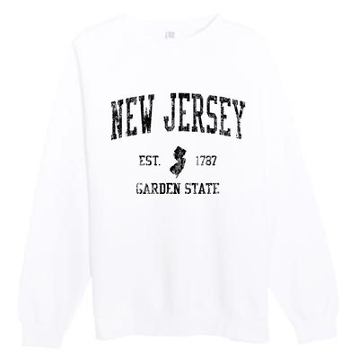 Retro New Jersey Nj T Vintage Sports Design Premium Crewneck Sweatshirt