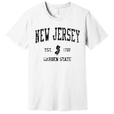 Retro New Jersey Nj T Vintage Sports Design Premium T-Shirt