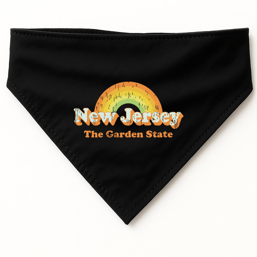 Retro New Jersey T Vintage 70s Nj Rainbow Design USA-Made Doggie Bandana