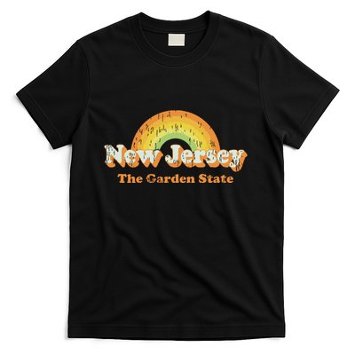 Retro New Jersey T Vintage 70s Nj Rainbow Design T-Shirt