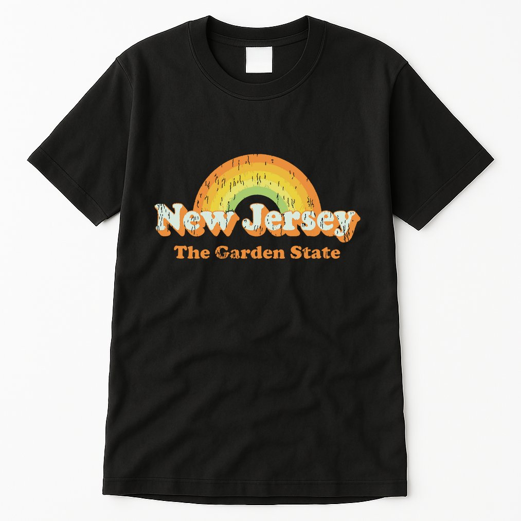 Retro New Jersey T Vintage 70s Nj Rainbow Design Tall T-Shirt