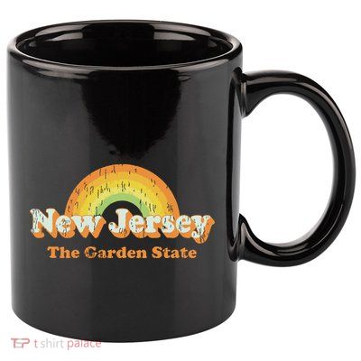 Retro New Jersey T Vintage 70s Nj Rainbow Design 11oz C Handle Ceramic Mug